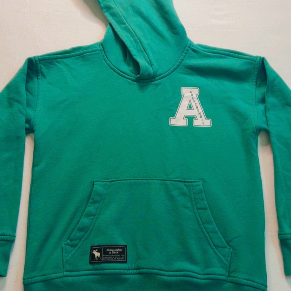 Abercrombie Kids Teal Hoodie with Letter A Patch